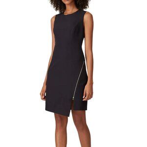 MILLY Zipper Sheath Dress Black Size 6 Mini Sleeveless Professional Office